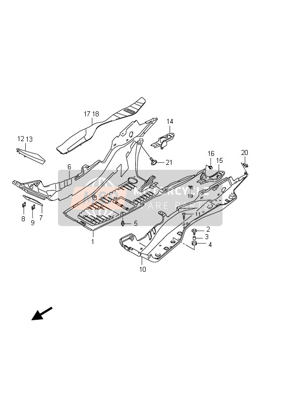 Suzuki AN400(A)(ZA) BURGMAN 2011 Rear Leg Shield for a 2011 Suzuki AN400(A)(ZA) BURGMAN